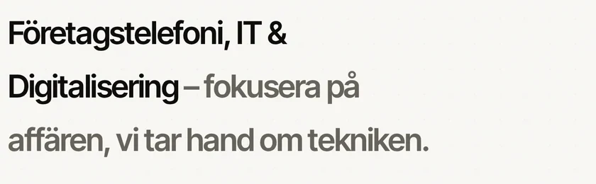 Närbild på Telebyråns hero-typografi