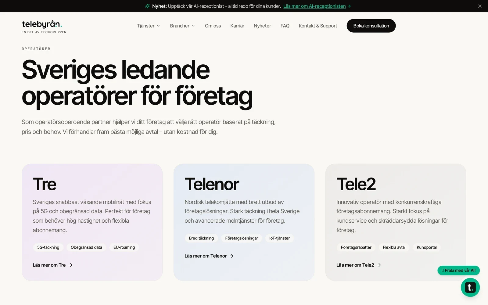 Telebyråns operatörssida där operatörerna ställs mot varandra
