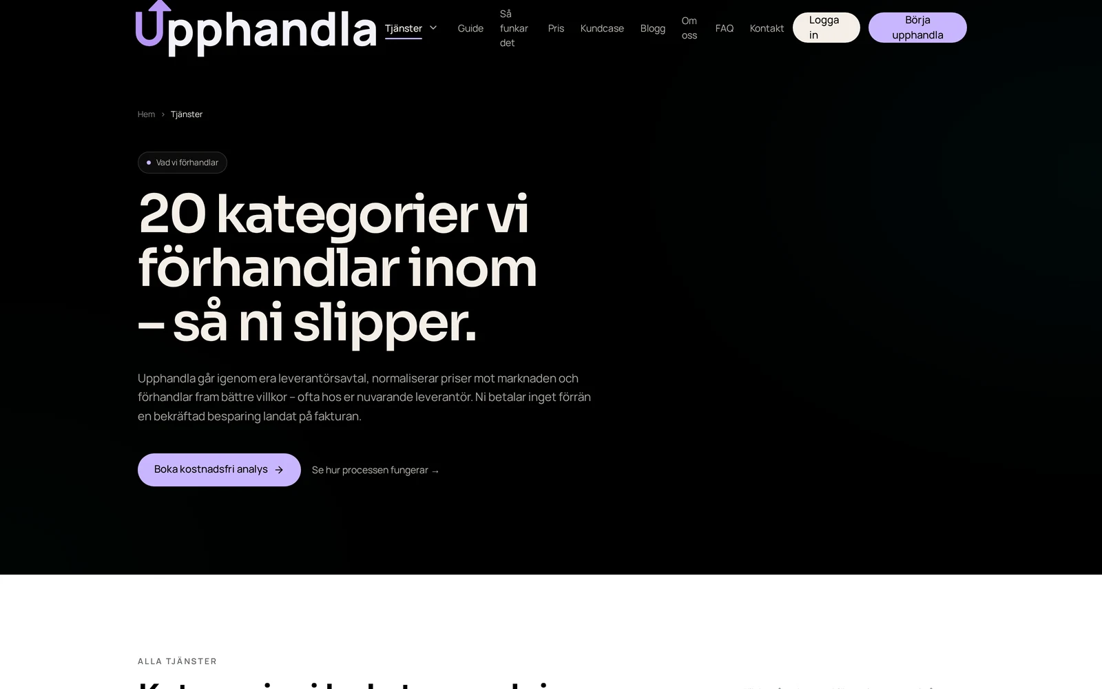 Upphandlas tjänsteöversikt med alla inköpskategorier